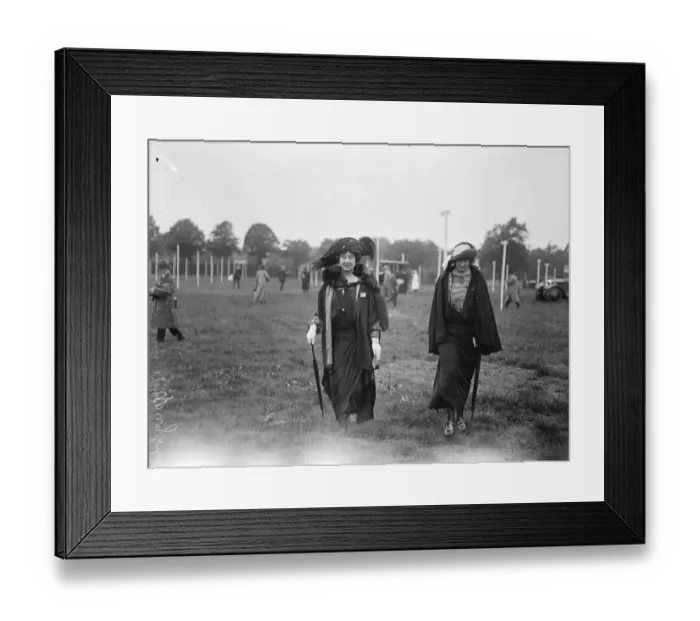 Framed Print : Royal Ascot. Mrs Baldwin, the Premiers wife, with her daughter on the course Framed Print : Royal Ascot. Mrs Baldwin, the Premiers wife, with her daughter on the course