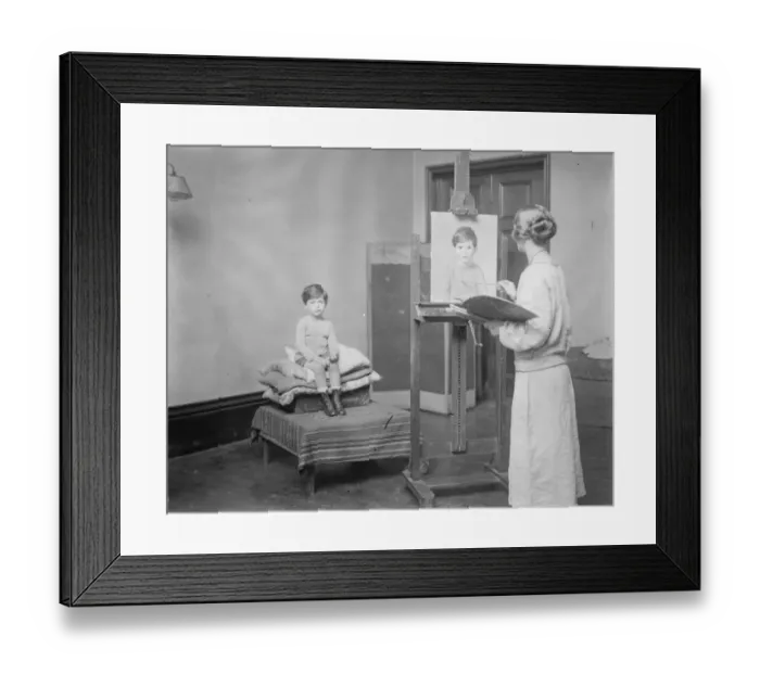 Framed Print : Duke of Devonshires grandson sits for his portrait. The Hon Maurice Macmillan Framed Print : Duke of Devonshires grandson sits for his portrait. The Hon Maurice Macmillan