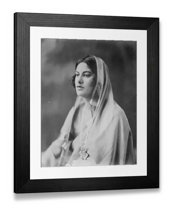 Framed Print : Indian rulers beautiful consort who will be seen in London this season. The Ranee of Mandi Framed Print : Indian rulers beautiful consort who will be seen in London this season. The Ranee of Mandi