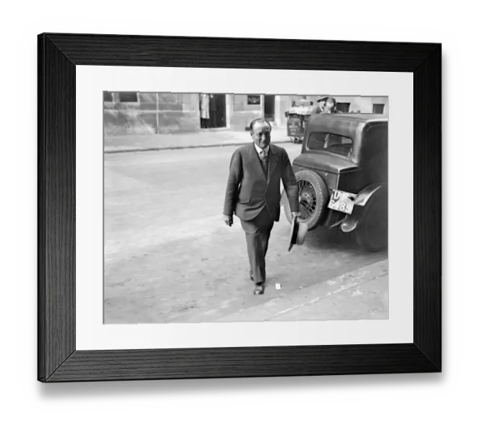 Framed Print : Arriving at Transport House, Westminster. Mr Ben Tiliett. 29 August 1936 Framed Print : Arriving at Transport House, Westminster. Mr Ben Tiliett. 29 August 1936