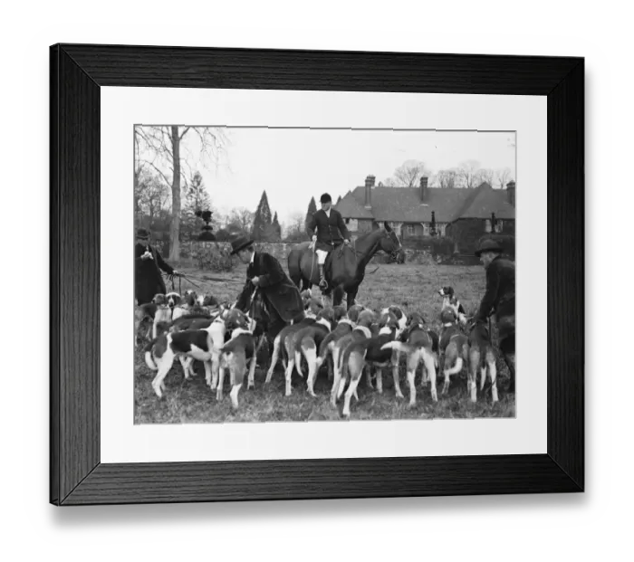 Framed Print : Meet of the New Forest staghounds at Fountain Court, Brook. 20 November 1922 Framed Print : Meet of the New Forest staghounds at Fountain Court, Brook. 20 November 1922