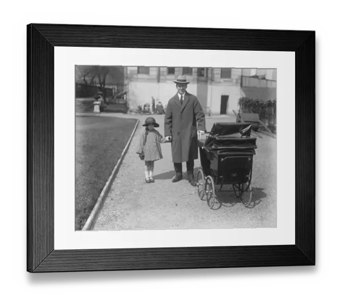 Framed Print : Barrister M P wheels a perambulator Col J P Hodge, M P takes his little son out Framed Print : Barrister M P wheels a perambulator Col J P Hodge, M P takes his little son out