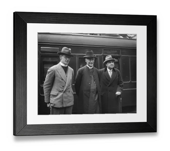 Framed Print : Bishop of London leaves Euston for World Tour. Left to right. The Rev H C Thomas Framed Print : Bishop of London leaves Euston for World Tour. Left to right. The Rev H C Thomas