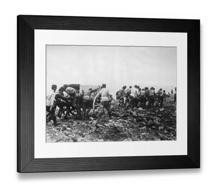 Framed Print : Heavy pressure on Spain in Morocco. Light artillery moving by difficult roads to support Framed Print : Heavy pressure on Spain in Morocco. Light artillery moving by difficult roads to support