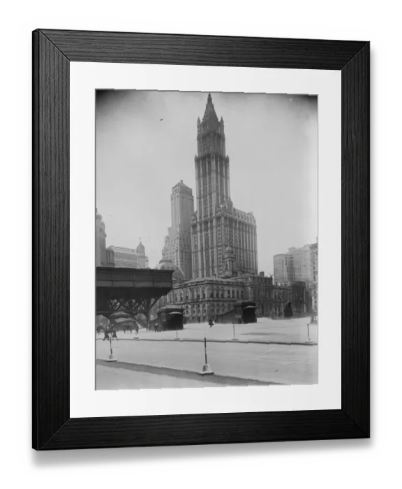 Framed Print : New York Views. The Woolworth and Transportation buildings and the City Hall. 1928 Framed Print : New York Views. The Woolworth and Transportation buildings and the City Hall. 1928