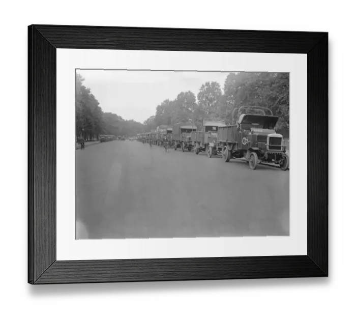 Framed Print : The Great Railway Strike The lorries in Hyde Park and their drivers 1920 Framed Print : The Great Railway Strike The lorries in Hyde Park and their drivers 1920