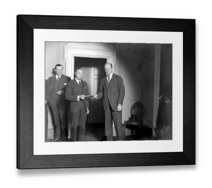 Framed Print : The Prince of Wales receives from Captain J. Potter Miss Marion Davies cheque for Framed Print : The Prince of Wales receives from Captain J. Potter Miss Marion Davies cheque for