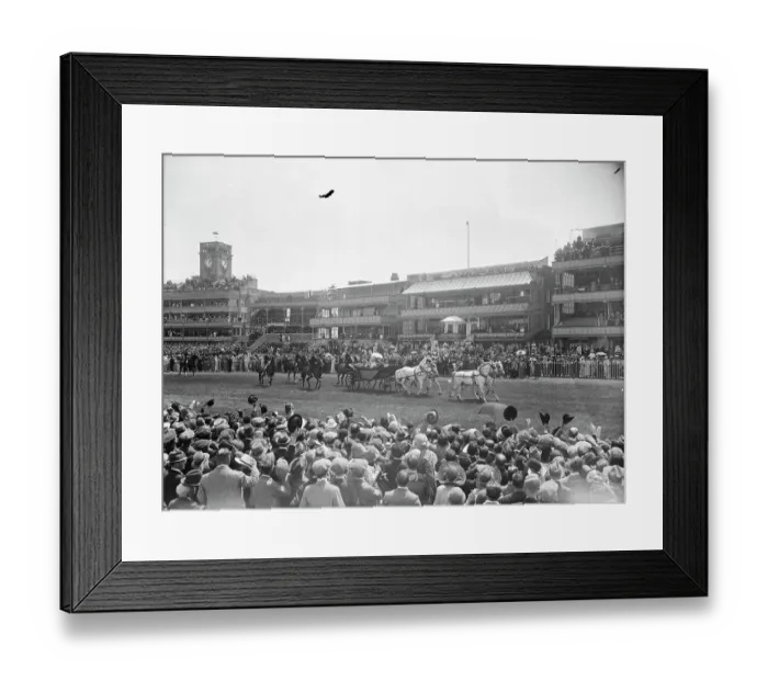 Framed Print : Royal Ascot. The scene as the Royal Procession passes down the course. 18 June 1924 Framed Print : Royal Ascot. The scene as the Royal Procession passes down the course. 18 June 1924