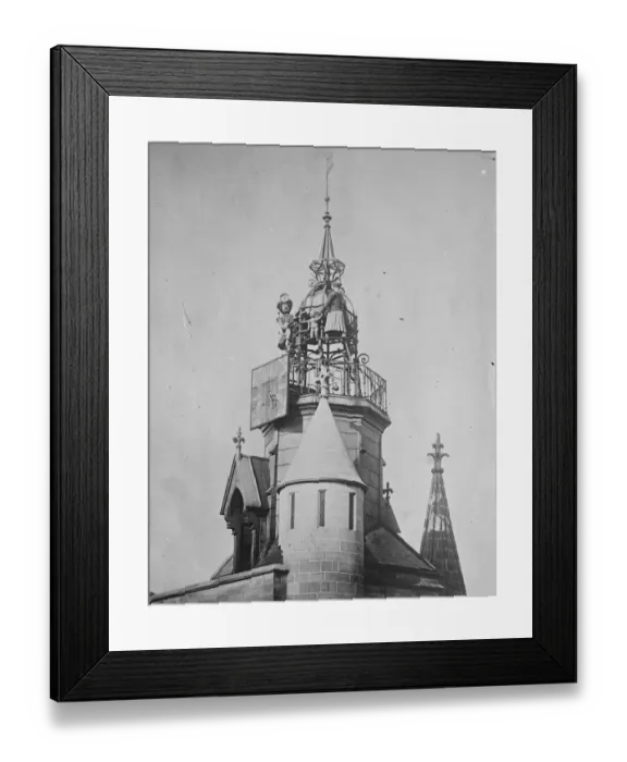 Framed Print : Not tired after 542 years work. The quaint XIV century figures which strike