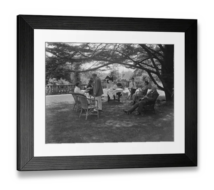 Framed Print : Afternoon tea in the gardens of Oakhill. 1928 Framed Print : Afternoon tea in the gardens of Oakhill. 1928