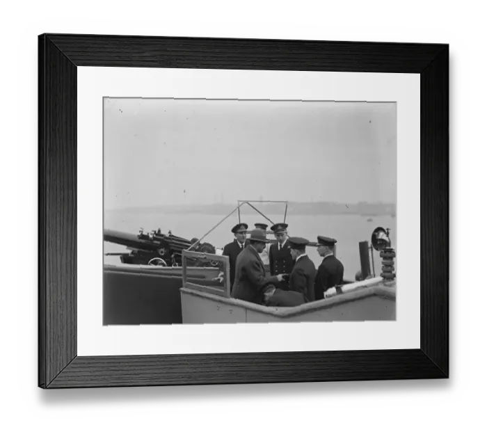 Framed Print : Afghan King down in a submarine. H M being received on board the submarine. 19