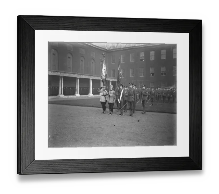 Framed Print : Romanian Regimental Colours Presented to the British Army Romanian and British officers Framed Print : Romanian Regimental Colours Presented to the British Army Romanian and British officers