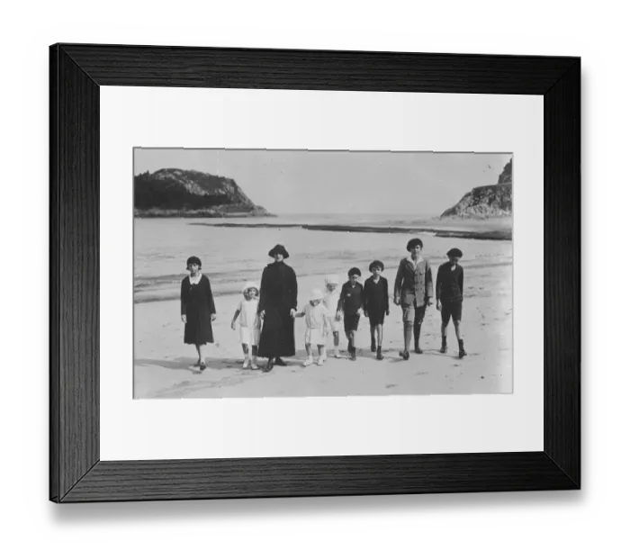 Framed Print : Their morning walk. The ex Empress of Austria, taking her eight children for Framed Print : Their morning walk. The ex Empress of Austria, taking her eight children for