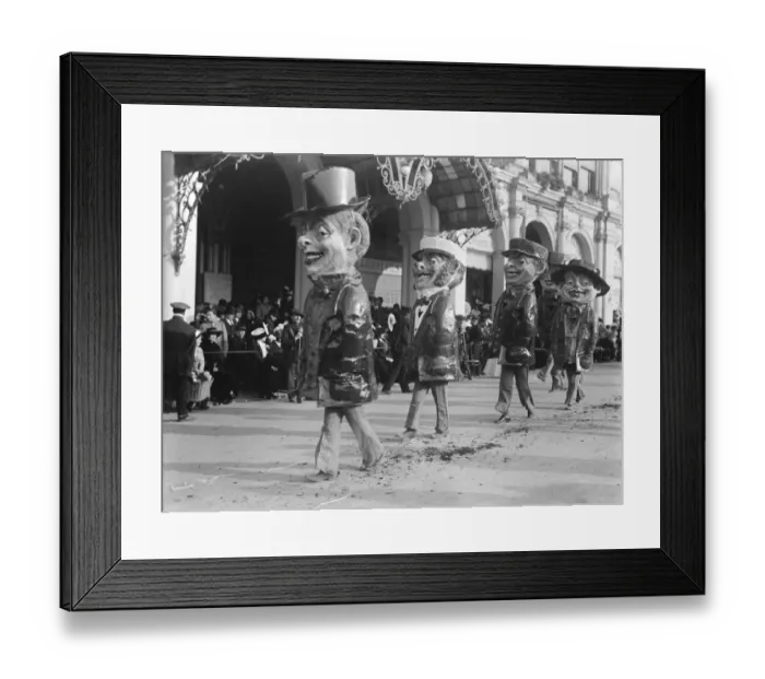 Framed Print : King Carnival at Nice Some of the Biig Heads in the Procession 27 January 1921 Framed Print : King Carnival at Nice Some of the Biig Heads in the Procession 27 January 1921