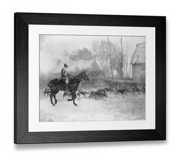 Framed Print : Hunting in a Snowstorm Sir William Austin and hounds in snowstorm 1921 Framed Print : Hunting in a Snowstorm Sir William Austin and hounds in snowstorm 1921
