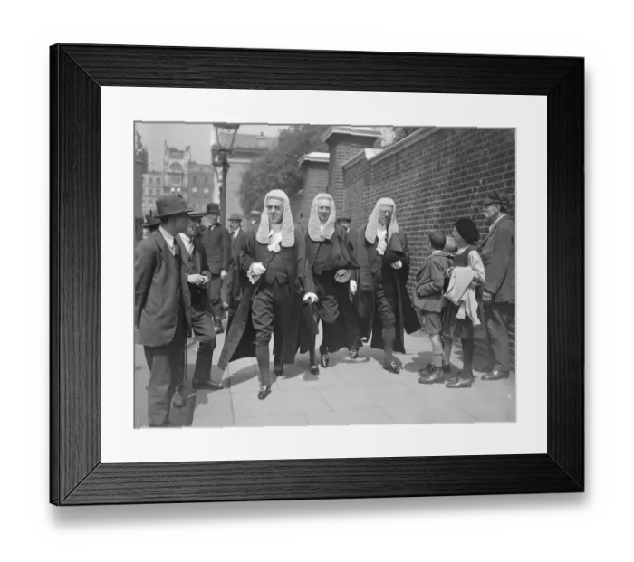 Framed Print : The Kings leave at St Jamess Palace. Left to right : Justices Brandon Swift Framed Print : The Kings leave at St Jamess Palace. Left to right : Justices Brandon Swift