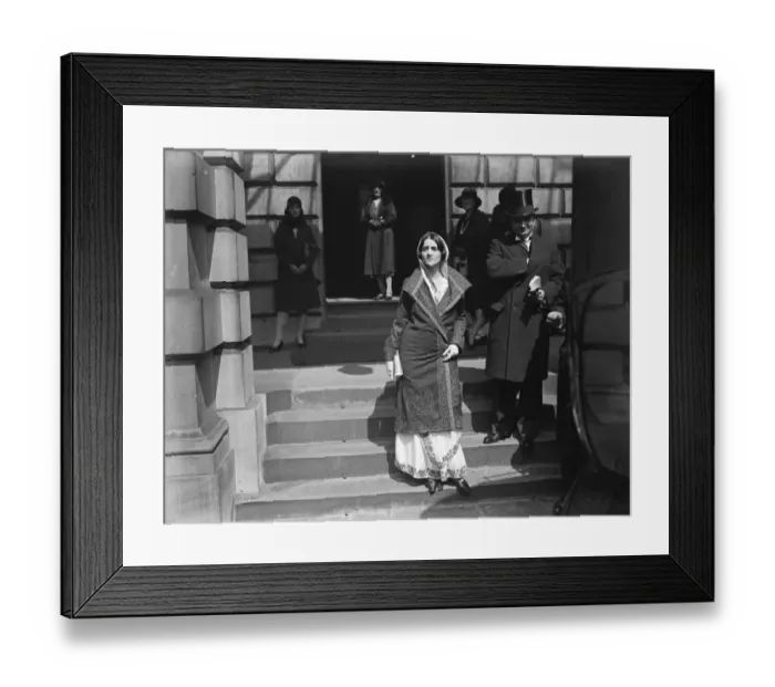 Framed Print : Royal academy private view. Miss Bapsy Pavry leaving. Bapsybanoo Pavry also known as Bapsy Framed Print : Royal academy private view. Miss Bapsy Pavry leaving. Bapsybanoo Pavry also known as Bapsy