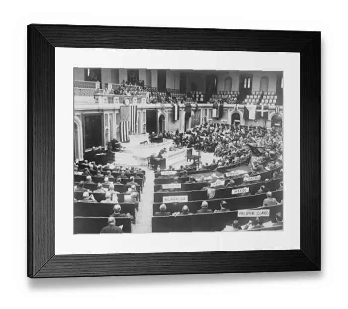 Framed Print : Inter parliamentary conference opens Washington Taken at Senate, showing the opening
