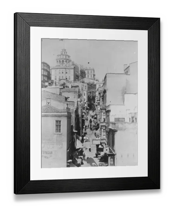 Framed Print : Constantinople on the coast of Turkey A street of steps leading to the tower of Framed Print : Constantinople on the coast of Turkey A street of steps leading to the tower of