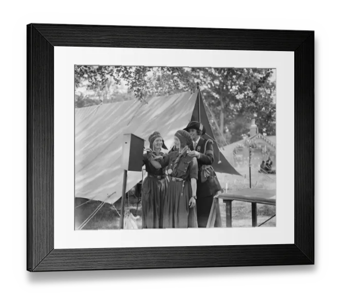 Framed Print : Girl Guides from all over the world in camp in new forest. Girl Guides have assembled Framed Print : Girl Guides from all over the world in camp in new forest. Girl Guides have assembled