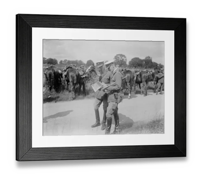 Framed Print : Military operations at Fox Hills, Aldershot. Prince Henry enjoying a pipe during