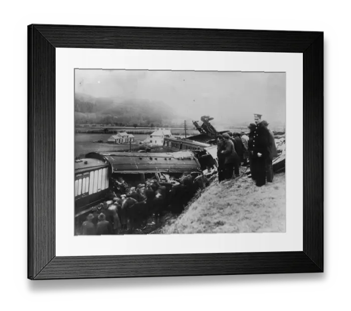Framed Print : The Welsh express disaster The tangled mass of tragic wreckage which was presented Framed Print : The Welsh express disaster The tangled mass of tragic wreckage which was presented