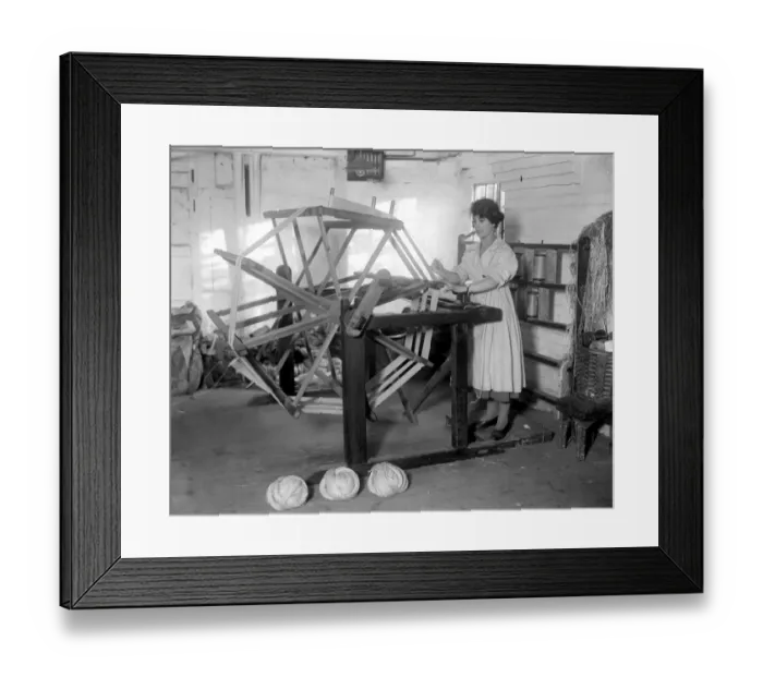 Framed Print : Carpet making at Wilton. The warping wheel. 1920