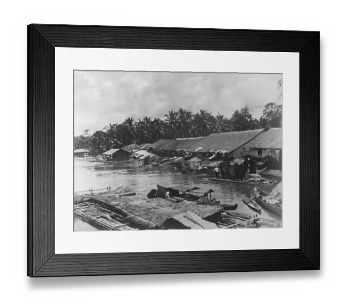 Framed Print : Frederick Burlingham Expedition into Central Borneo This photograph shows the village Framed Print : Frederick Burlingham Expedition into Central Borneo This photograph shows the village
