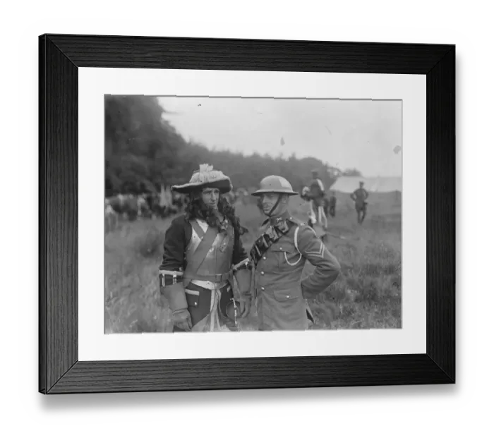 Framed Print : Aldershot Horse Show A Hussar of 1685 and a modern hussar 21 July 1920 Framed Print : Aldershot Horse Show A Hussar of 1685 and a modern hussar 21 July 1920