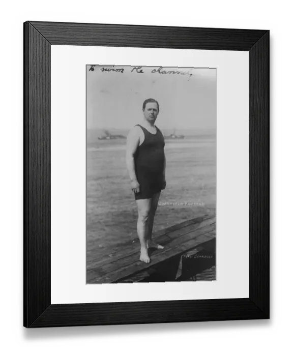 Framed Print : Mr Olav Farstad, who is attempting to swim the channel. 26 July 1926 Framed Print : Mr Olav Farstad, who is attempting to swim the channel. 26 July 1926
