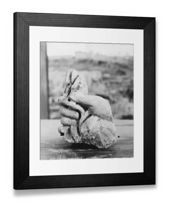 Framed Print : Front and back of the hand of a marble statuette from the Palestine excavation 1924 Framed Print : Front and back of the hand of a marble statuette from the Palestine excavation 1924