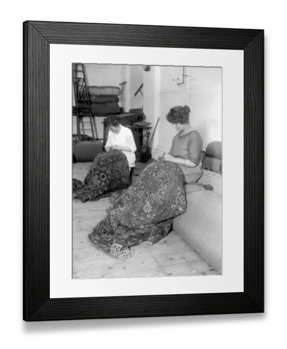 Framed Print : Carpet making at Wilton. Finishing touches. 5 November 1920 Framed Print : Carpet making at Wilton. Finishing touches. 5 November 1920