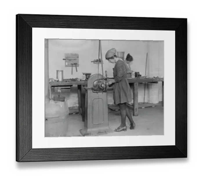 Framed Print : Atalanta works, Loughborough, run by women at the forge 6 February 1921 Framed Print : Atalanta works, Loughborough, run by women at the forge 6 February 1921