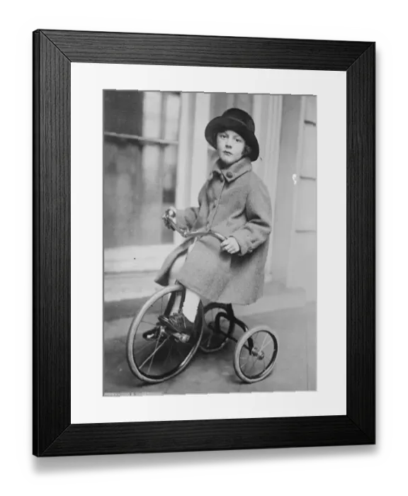 Framed Print : Little Princess Pricilla Bibesco and her tiny tricycle Little Princess Pricilla Bibesco