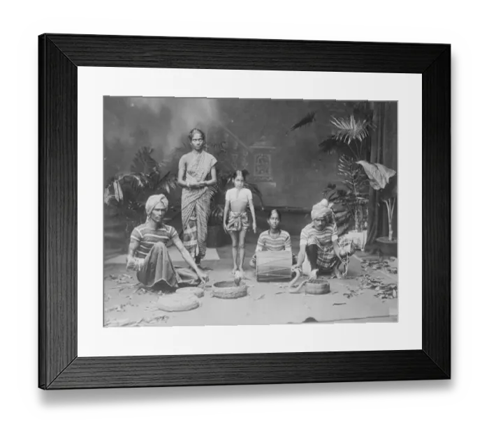 Framed Print : Indian types. An Indian juggler and his assistants, giving an exhibition of snake charming Framed Print : Indian types. An Indian juggler and his assistants, giving an exhibition of snake charming