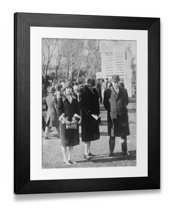 Framed Print : General Primo de Rivera and his fiancee and daughter. 24 April 1928