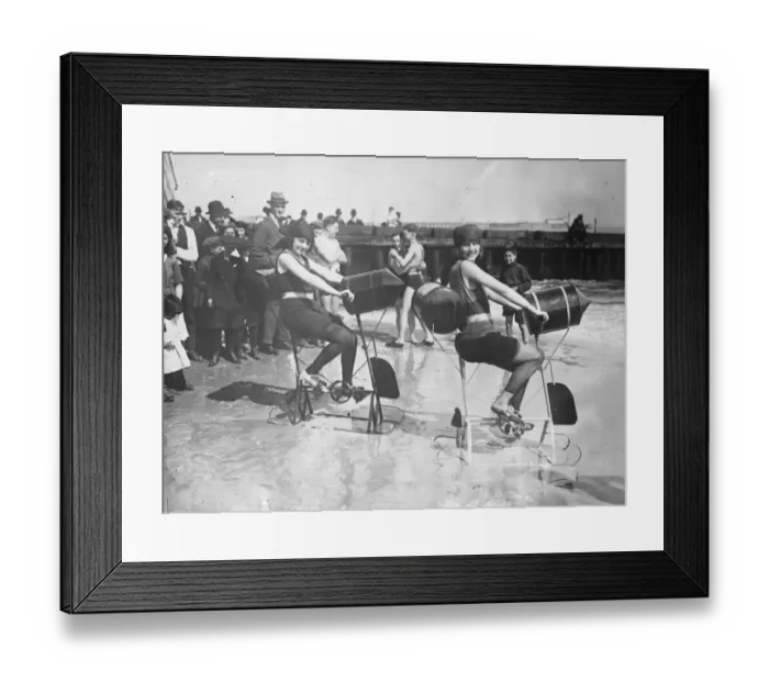 Framed Print : Water Belles on Water Bicycles These charming girls on water bicycles caused something Framed Print : Water Belles on Water Bicycles These charming girls on water bicycles caused something