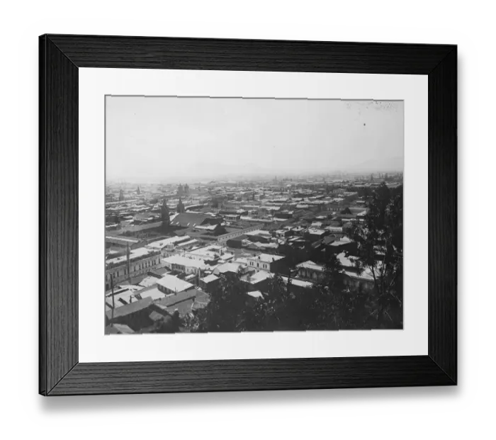 Framed Print : The Princes tour in Chile. Santiago, a birdseye view from Cerra Santa Lucia Framed Print : The Princes tour in Chile. Santiago, a birdseye view from Cerra Santa Lucia