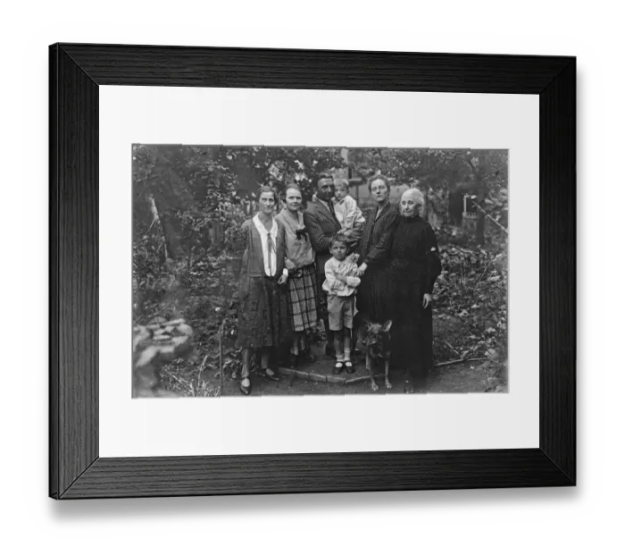 Framed Print : German airman to attempt Atlantic flight. Risticz with his family in garden at Dessau Framed Print : German airman to attempt Atlantic flight. Risticz with his family in garden at Dessau