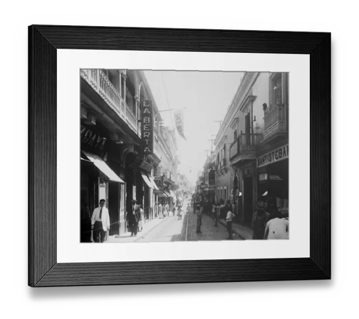 Framed Print : San Juan, Puerto Rico. Main business thoroughfare. 17 September 1928 Framed Print : San Juan, Puerto Rico. Main business thoroughfare. 17 September 1928