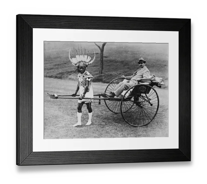 Framed Print : A novel ride for a motor magnate. A happy photograph of Sir William Letts, KBE at Durban Framed Print : A novel ride for a motor magnate. A happy photograph of Sir William Letts, KBE at Durban