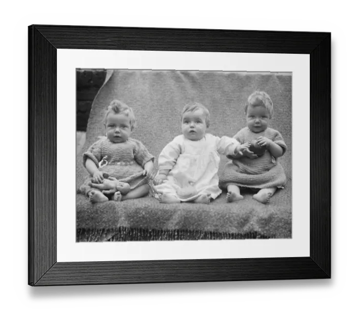 Framed Print : Bow triplets awarded consolation prize in Empire Baby Competition. A consolation