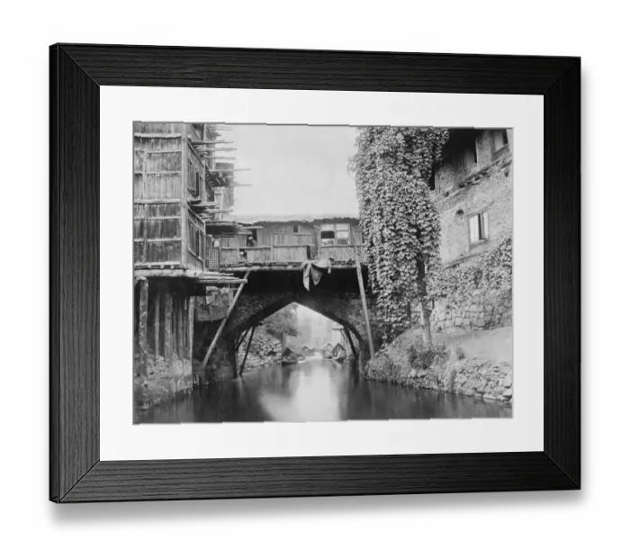 Framed Print : Kashmir, India Srinagar - a quaint bridge on the Marqual canal. 4 December 1924 Framed Print : Kashmir, India Srinagar - a quaint bridge on the Marqual canal. 4 December 1924