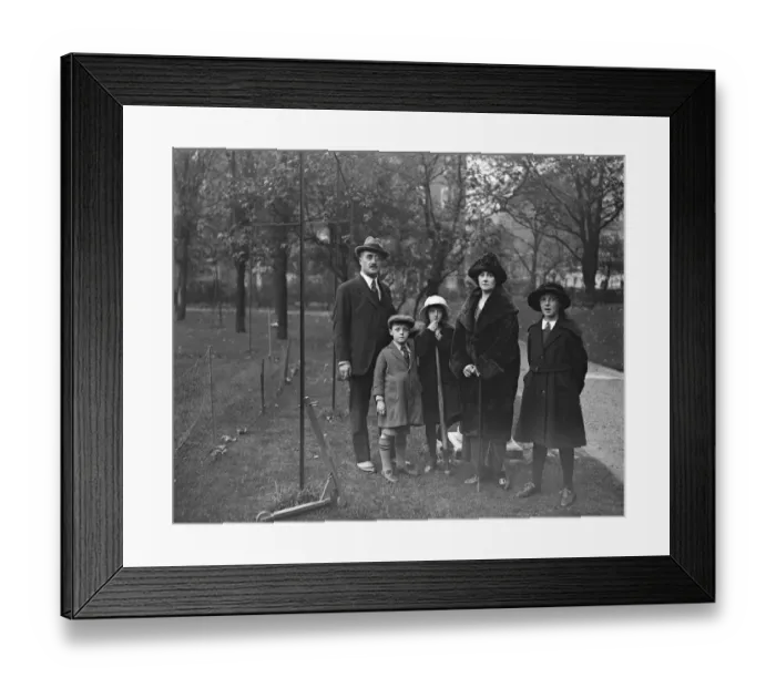 Framed Print : Society in the Park. Viscount and Viscountess Falkland in the Park with three of their children Framed Print : Society in the Park. Viscount and Viscountess Falkland in the Park with three of their children