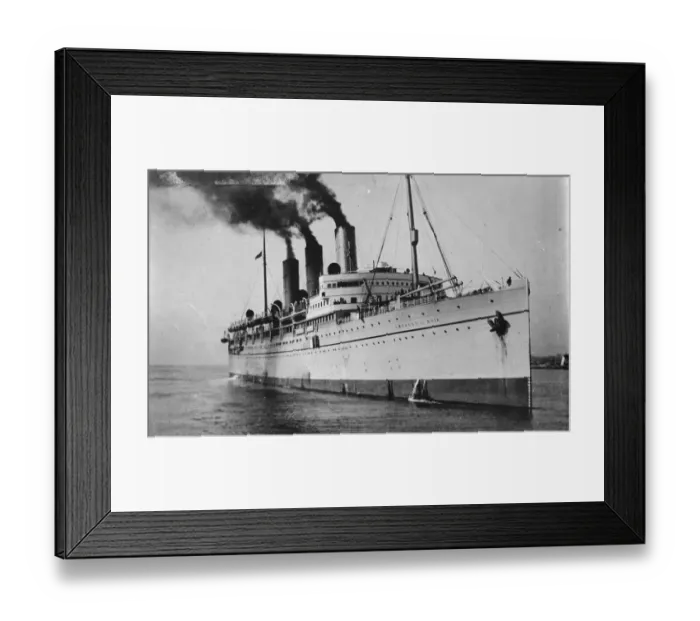 Framed Print : British steamer in dramatic collision. The British steamer Empress of Asia which Framed Print : British steamer in dramatic collision. The British steamer Empress of Asia which