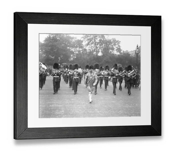 Framed Print : Trooping of the Colours The band of the Welsh Guards in their state dress on their Framed Print : Trooping of the Colours The band of the Welsh Guards in their state dress on their