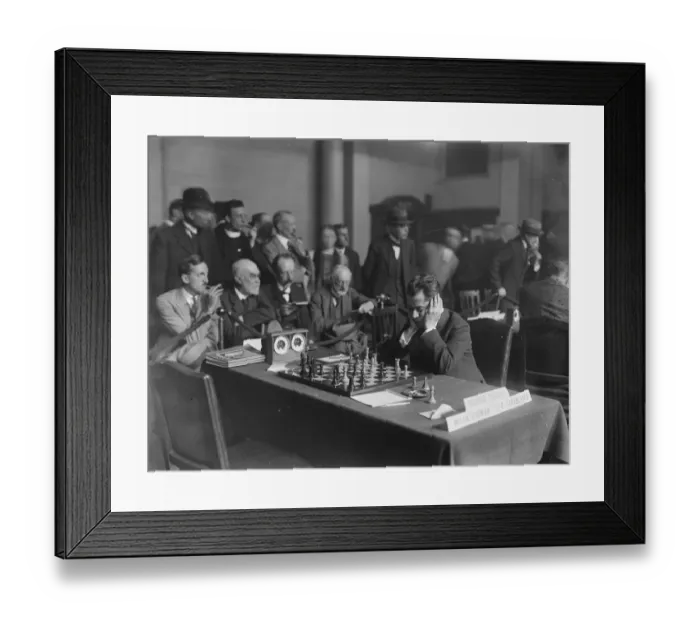 Framed Print : Chess Problems. Striking studies in expression Capablanca thinking it out 16 Framed Print : Chess Problems. Striking studies in expression Capablanca thinking it out 16