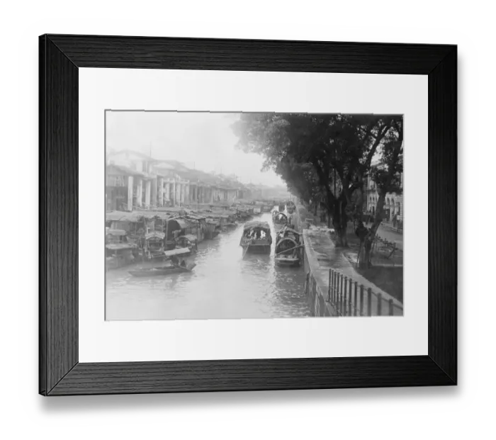 Framed Print : Canton city, canal dividing european quarter Shameen Island ( right ) from native city Framed Print : Canton city, canal dividing european quarter Shameen Island ( right ) from native city