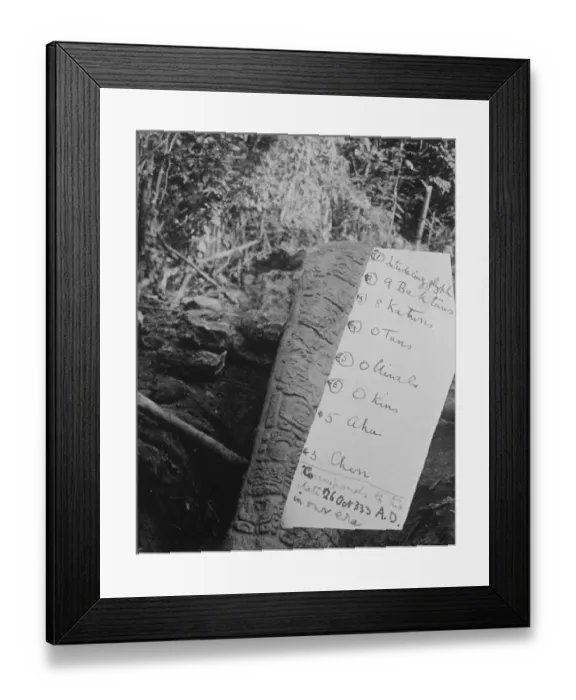 Framed Print : Famous explorers striking discovery. Dated tablet found on Hitherto Unknown Maya