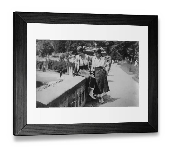 Framed Print : All in a garden fair The ex crown Princess of Romania ( seated ) with her younger Framed Print : All in a garden fair The ex crown Princess of Romania ( seated ) with her younger